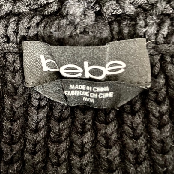 BEBE Oversize Cowl Neck Black Knit Chunky Sweater Size M - Picture 10 of 13